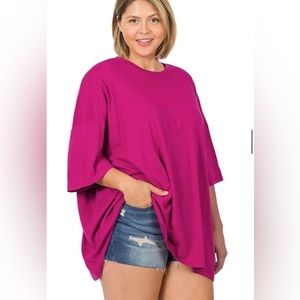 Zenana Women’s 3/4 Sleeve Magenta Hot Pink Oversized 3X NWT